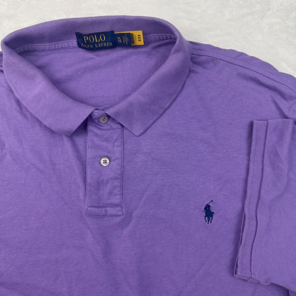 Polo Ralph Lauren Mens XL Classic Fit Soft Cotton Polo Shirt Purple Interlock